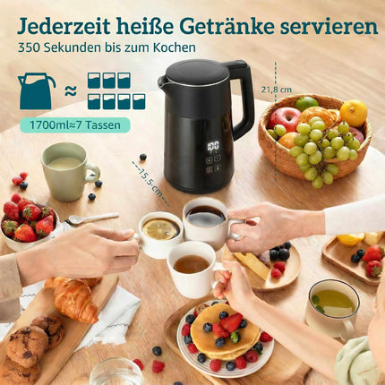 Electric Kettle 1.7L, 2200W, LED Display, Keep Warm, Auto Shut-Off