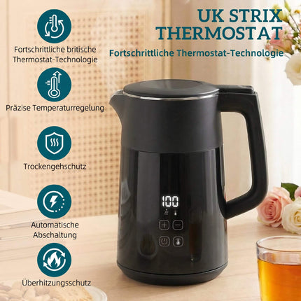 Electric Kettle 1.7L, 2200W, LED Display, Keep Warm, Auto Shut-Off