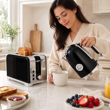Electric Kettle & Toaster Set, 1.7L, 2200W, 7 Browning Levels