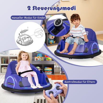 Electric Kids Bumper Car with LED Lights, Purple