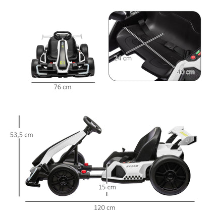 Electric Kids Go-Kart with Drift Mode, Adjustable Seat
