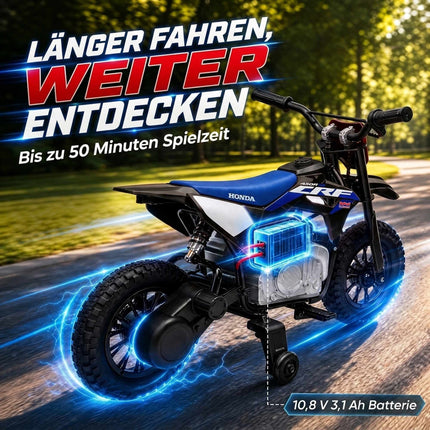 Electric Kids Motorcycle, 12V, Black & Blue, 3-6 km/h