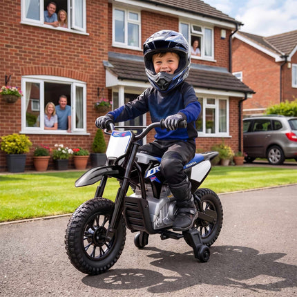 Electric Kids Motorcycle, 12V, Black & Blue, 3-6 km/h