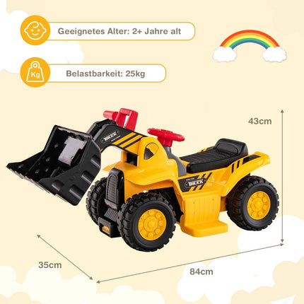 Electric Kids Ride-On Digger with Storage & Hoop, Yellow