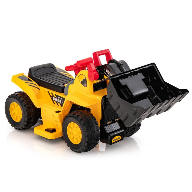 Electric Kids Ride-On Digger with Storage & Hoop, Yellow
