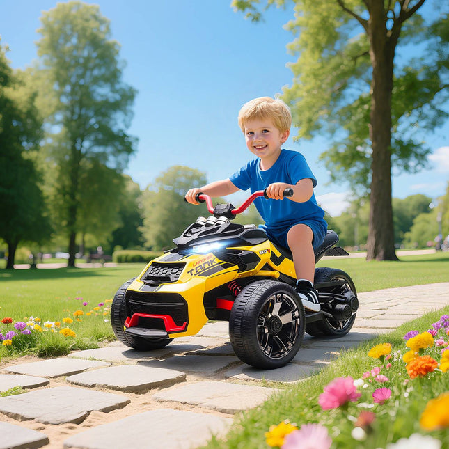Electric Kids Trike, Battery, MP3, LED, Ages 3-8, Yellow
