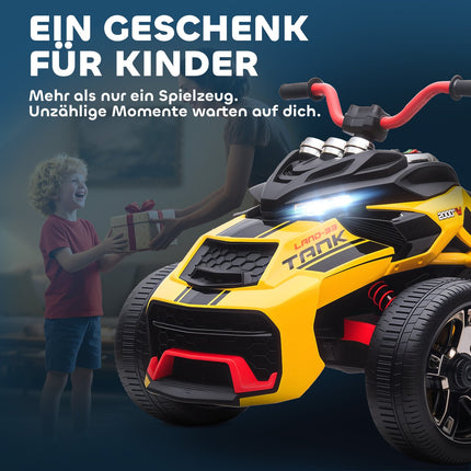 Electric Kids Trike, Battery, MP3, LED, Ages 3-8, Yellow