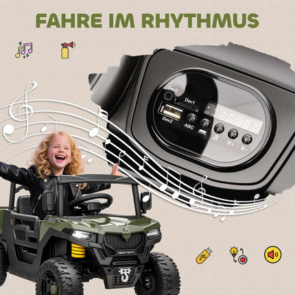 Electric Kids UTV, 2 Motors, Music Function, Green