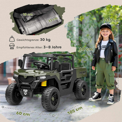 Electric Kids UTV, 2 Motors, Music Function, Green