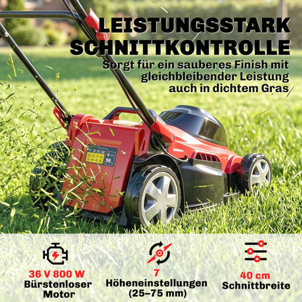 Electric Lawn Mower, 40cm Blade, 36V Brushless Motor