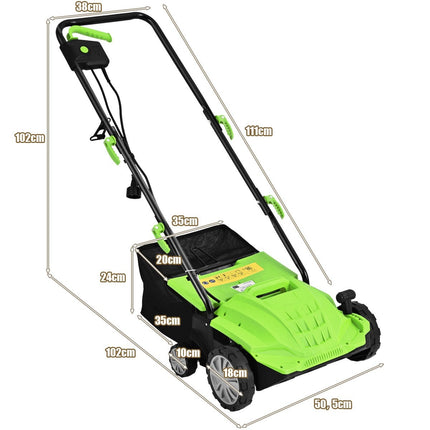 Electric Lawn Scarifier and Aerator, 1500W, 30L Bag, 32cm Width