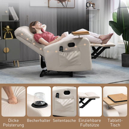 Electric recliner, microfiber, light gray massage function
