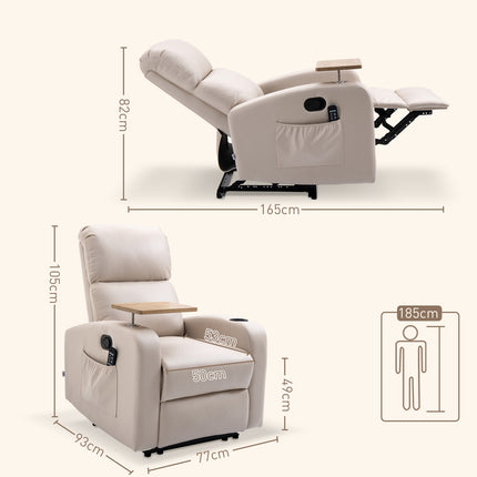 Electric recliner, microfiber, light gray massage function