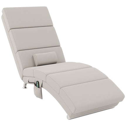 Electric Massage Recliner Chair, Cream White, Heat & Vibration