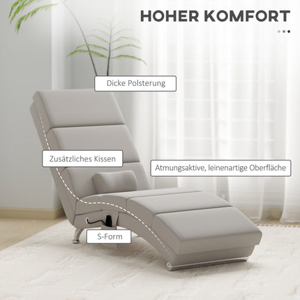 Electric Massage Recliner Chair, Cream White, Heat & Vibration
