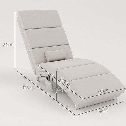 Electric Massage Recliner Chair, Cream White, Heat & Vibration