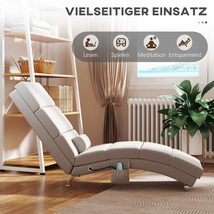 Electric Massage Recliner Chair, Cream White, Heat & Vibration
