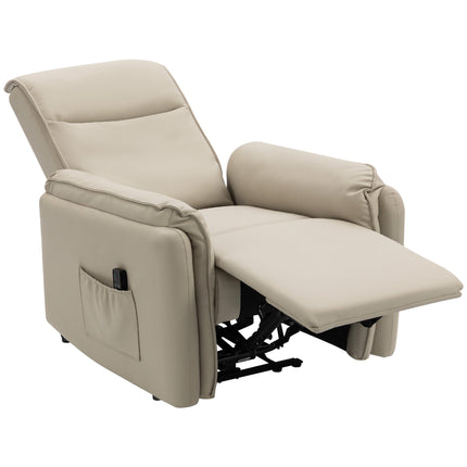 Electric Massage Recliner, Faux Leather, Footrest, Beige