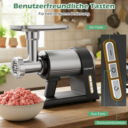 Electric Meat Grinder 2000W, 3 Sausage Tubes, Kebbe Set