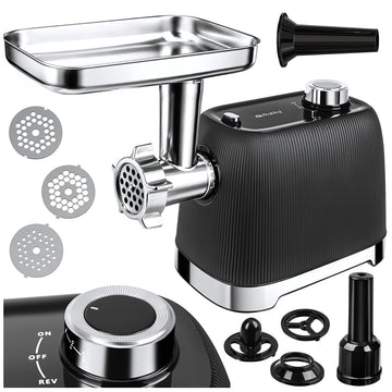 Electric Meat Grinder 2400W with Reverse Function, 3 Stainless Steel Sieves