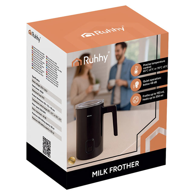 Electric Milk Frother, Black, 400W, 160ml/350ml Capacity