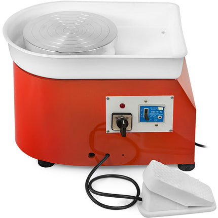 Elektrisch pottenbakkerswiel 25 cm, 280 W, voetpedaal, gereedschapskit