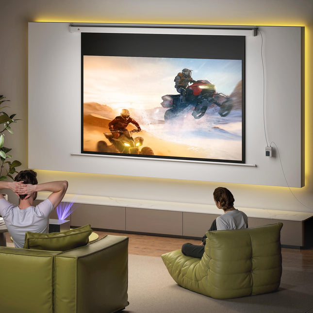 Electric Projector Screen 120 Inch 16:9, Remote, White