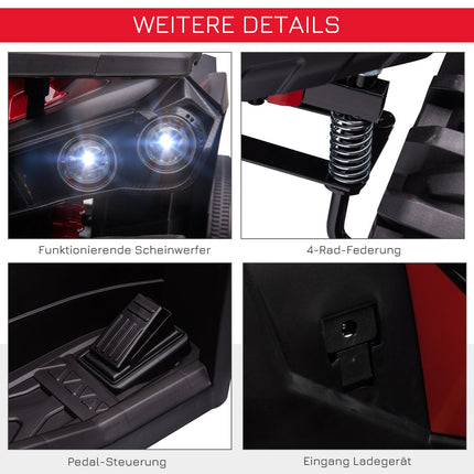 Electric Kids Quad 12V, Spotlight, USB & MP3, Red