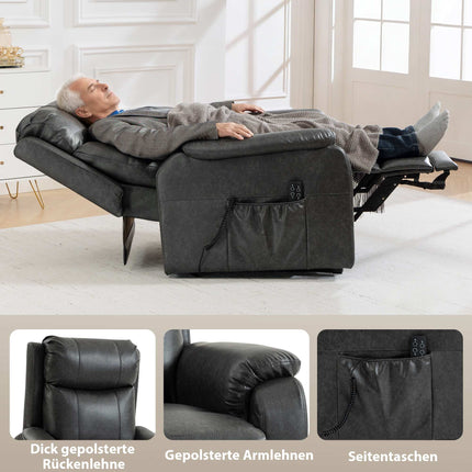 Electric Recliner Chair, Black Faux Leather, Dual Motor