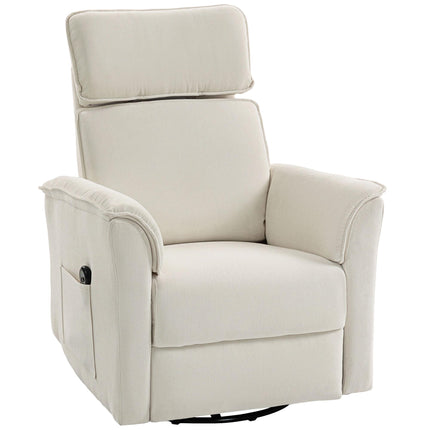 Electric Recliner Chair with Adjustable Headrest, Cream White