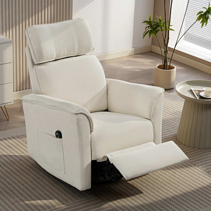 Electric Recliner Chair with Adjustable Headrest, Cream White
