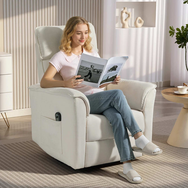 Elektrische relaxfauteuil met verstelbare hoofdsteun, crèmewit
