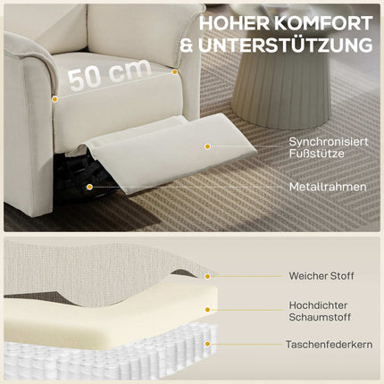 Electric Recliner Chair with Adjustable Headrest, Cream White