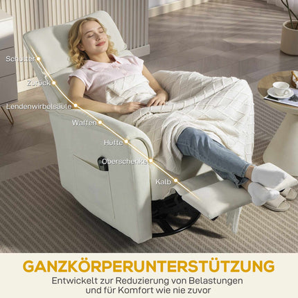 Electric Recliner Chair with Adjustable Headrest, Cream White