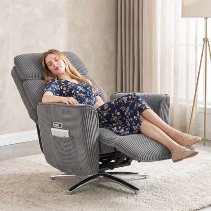 Electric Recliner Chair with Dual Motors, USB Port, Dark Grey