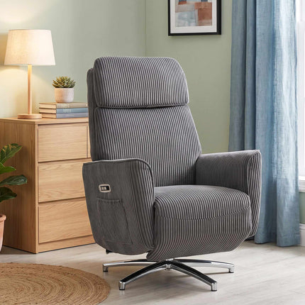 Electric Recliner Chair with Dual Motors, USB Port, Dark Grey