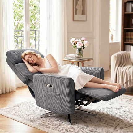 Electric Recliner Chair with Dual Motors, USB Port, Dark Grey