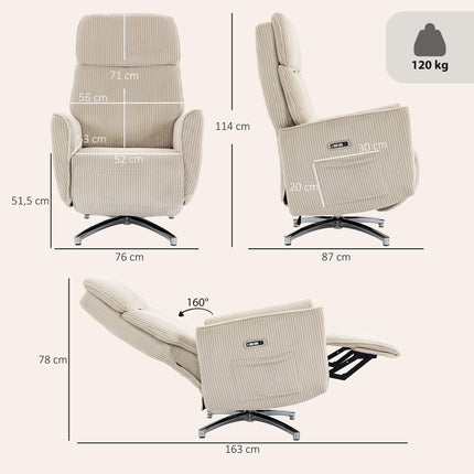 Electric Recliner Chair with Dual Motors and USB Port