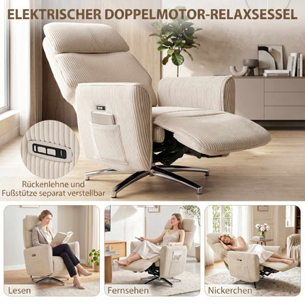 Electric Recliner Chair with Dual Motors and USB Port