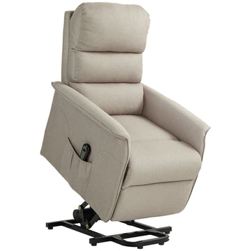 Electric Recliner Chair with Lift, Adjustable, Beige, 120 kg Capacity