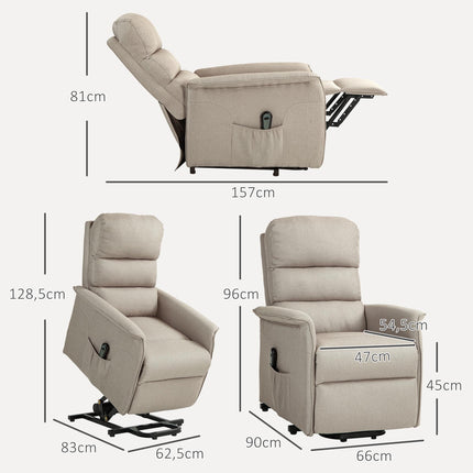 Electric Recliner Chair with Lift, Adjustable, Beige, 120 kg Capacity