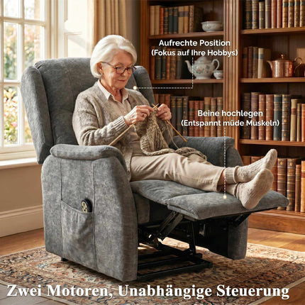 Electric Recliner Chair with Lift Assist, Dark Grey Chenille