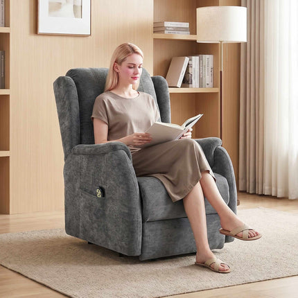 Electric Recliner Chair with Lift Assist, Dark Grey Chenille