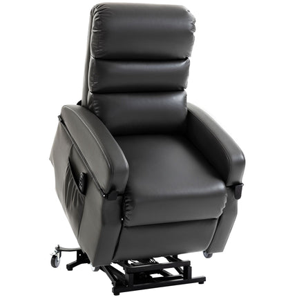 Electric Recliner Chair with Lift, Faux Leather, Dark Grey