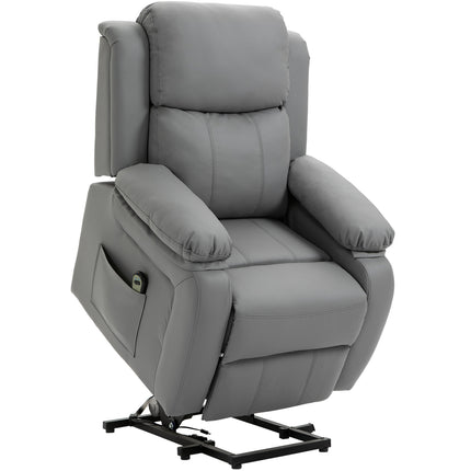 Electric Recliner Chair with Lift, Faux Leather, Grey