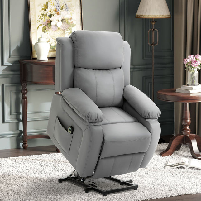Elektrische relaxfauteuil met lift, kunstleer, grijs