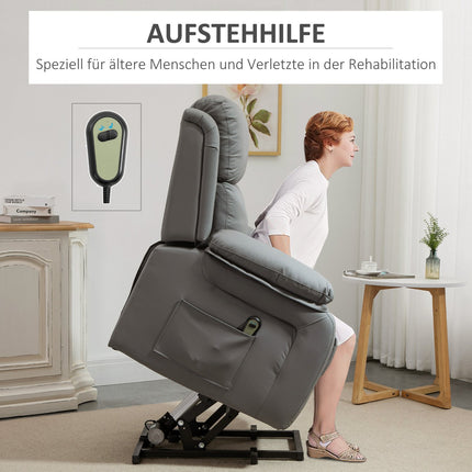 Electric Recliner Chair with Lift, Faux Leather, Grey