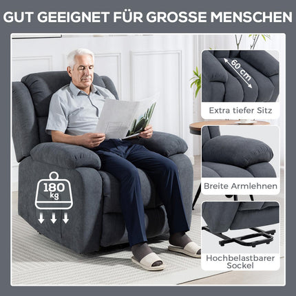 Electric Recliner Chair with Lift, Massage, Dark Grey