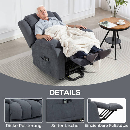 Electric Recliner Chair with Lift, Massage, Dark Grey