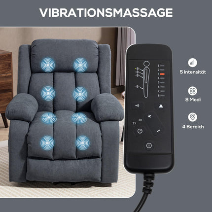 Electric Recliner Chair with Lift, Massage, Dark Grey